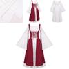 Elegantes Langes Rot-Weißes Mittelalterkleid für Damen