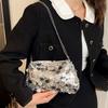 Elegant Chain Tote Bag Blingbling Female Handbag Simple Sequin Shoulder Bag  Lady Girl