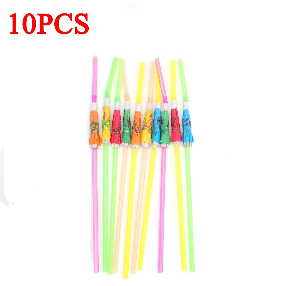 Lots Disposable Straws Rainbow Umbrella Fruit Straws Table Decoration Tropical Drinks for Cocktail Soft Drinks Hawaiian Party