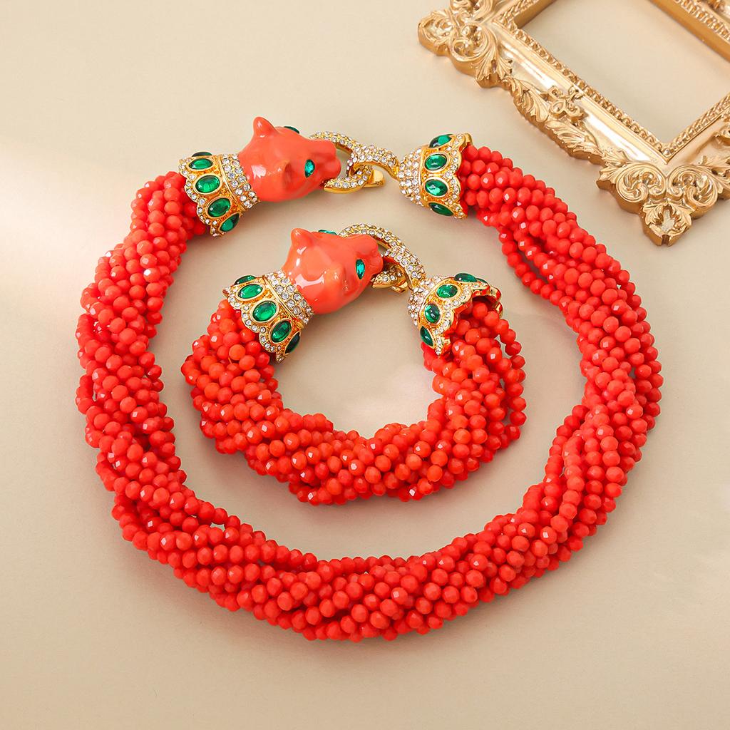 Vintage Italian Fashion Classic Temperament Mature Necklace Bracelet Set