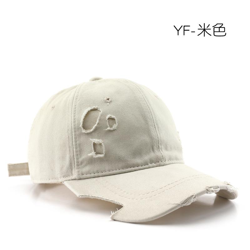 Retro women's solid color light board scissors ripped cap outdoor sports men's travel sunscreen baseball cap