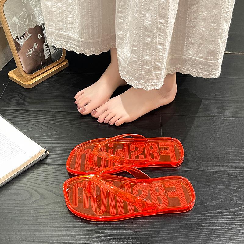 Korean Style Transparent Jelly Flip-Flops for Women - Summer Crystal Beach Slippers