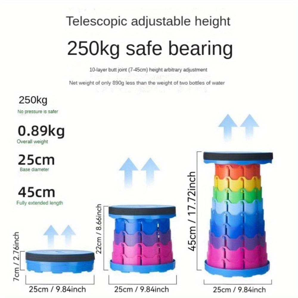 Regenbogen-Klappstuhl, tragbarer und einziehbarer Stuhl für den Heimgebrauch. Outdoor Camping Picknick Angelhocker. Hohe Tragfähigkeit