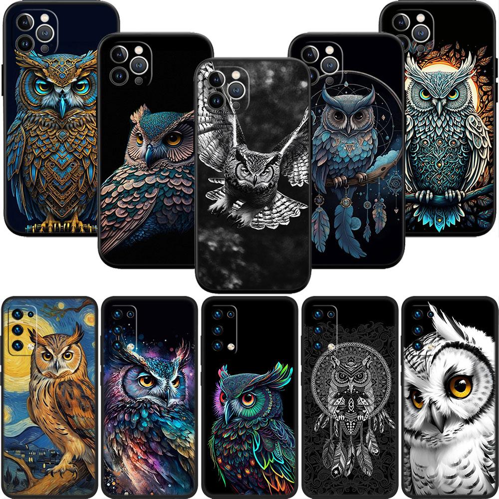 LO20 Cartoon Art Owl Soft Shell Phone Case for Redmi Note 13 14 Pro+ Plus A3 A3X 13X 13C 13R 14S 14C 14R