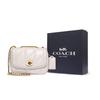 Coach Kissen 24 Kettenschloss Gestepptes Nappaleder Kleines Quadratisches Crossbody-Umhängetasche Damen Taschen Weiß C8560-B4HA