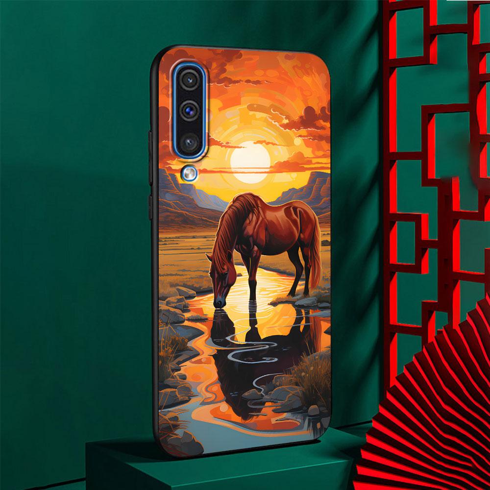 Horse Case for Samsung Galaxy A10s A50 A50s A02s A03s A20 A30 A20e A70 A70s A20s A30s A10 A40 A04 A04s A03 TPU Black Phone Cover