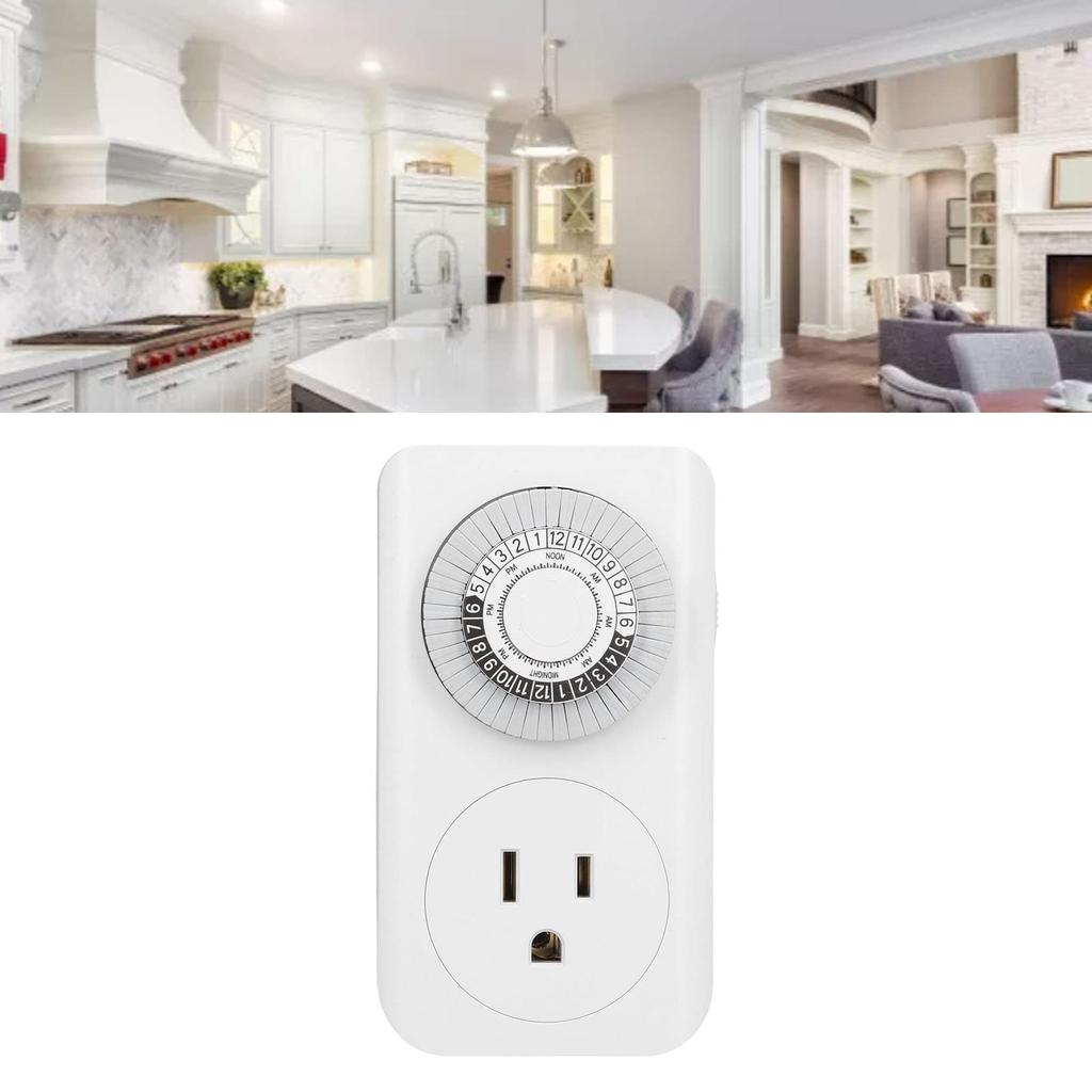 Atyhao Mechanical Indoor Power Outlet Timer with 15-Minute to 24-Hour Countdown and Automatic Shut-Off for Appliances - Energy-Saving Power Socket