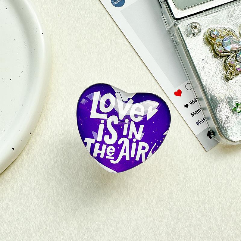 Glass Love Mobile Phone Airbag Bracket Pasted Magnetic Telescopic Desktop Watching Drama Tracking Support Ring Creative Pattern