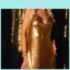 Metallic Sequin Sleeveless Party Dress With V Neck For Summer Nightlife