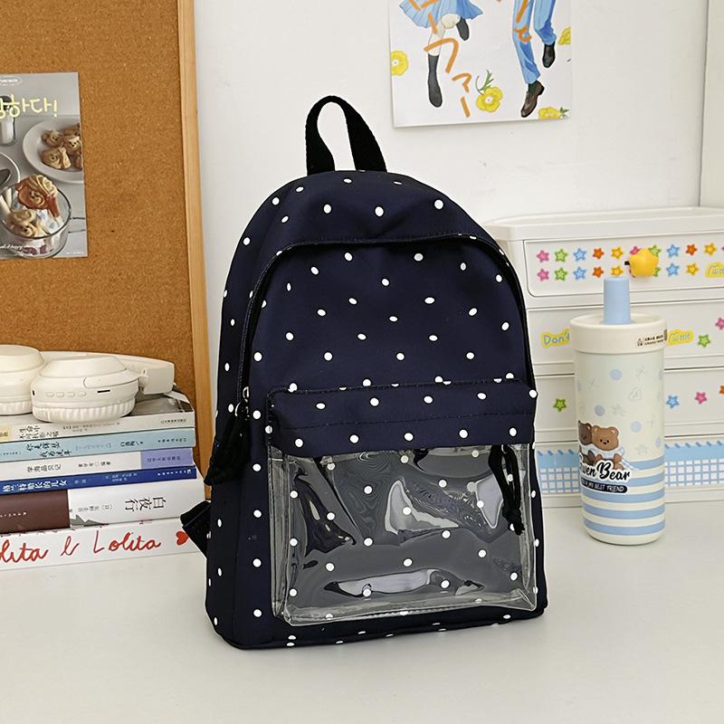 Schoolbag Japanese Two-dimensional Transparent Baby Bag Cute Backpack Trend Polka Dot High-value Female Student Schoolbag Bar Pain Bag