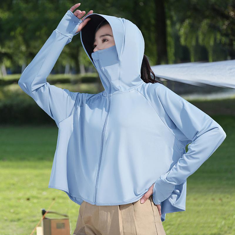 Sunscreen clothes women's summer new vinyl brim outdoor UV protection ice silk blouse cycling thin sunscreen clothes