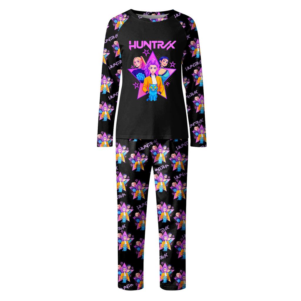 Cartoon Letters Print Family Matching Long Sleeved Parent-child Suit Home Clothes Suit Fall