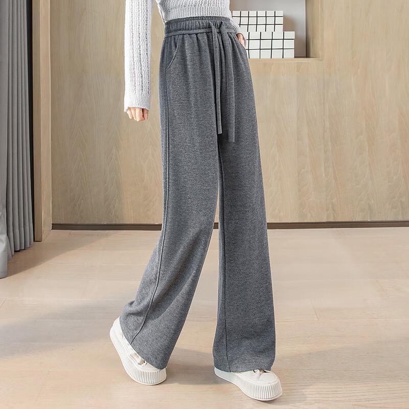 Women's Elastic Waist Drawstring Wide-Leg Casual Pants