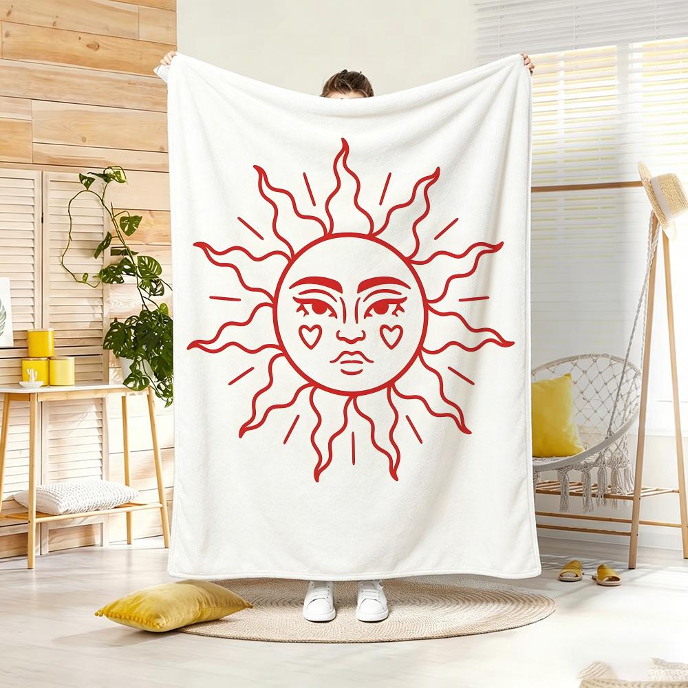 Artistic Pattern S-Sun Throw Soft Warm Throw Blanket for Bedroom Living Room Bed Travel Camping Picnic Gift