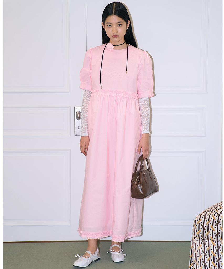 Partimento Woman Puff Sleeve Maxi Dress_Pink