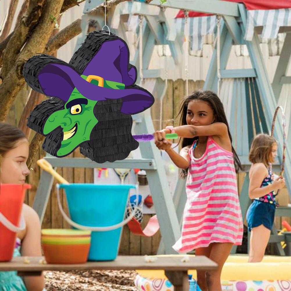 Hexen-Piñata Halloween-Party-Dekoration Herbstfest-Piñata Gruselige Hexenkopf-Piñata-Set für Halloween-Partys