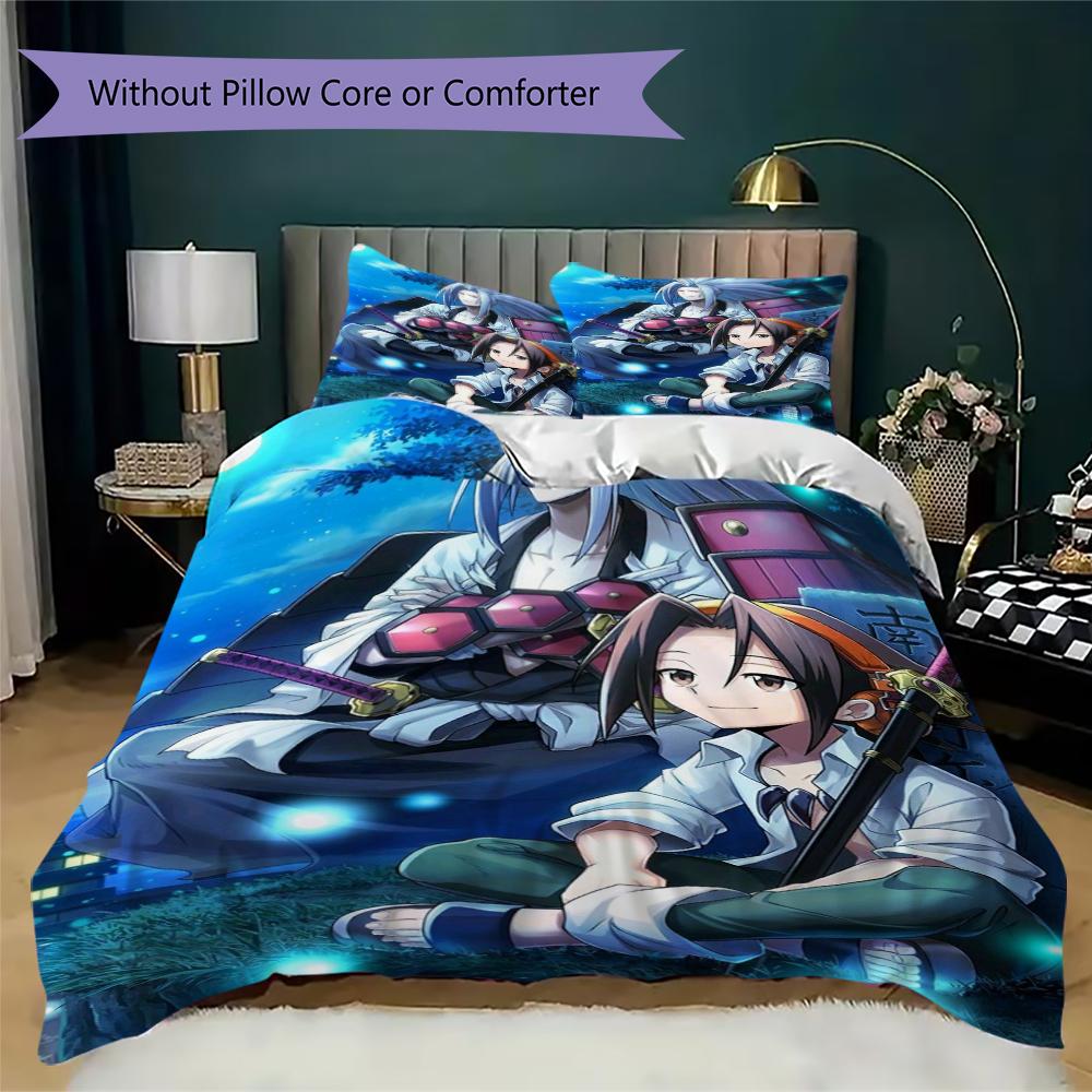 Shaman King Anime Pattern Bedding Uilt Set Uilt Cover Pillowcase Home Decoration Birthday Gift (1 * Duvet Cover + 2 * Pillowcase Without Core)154