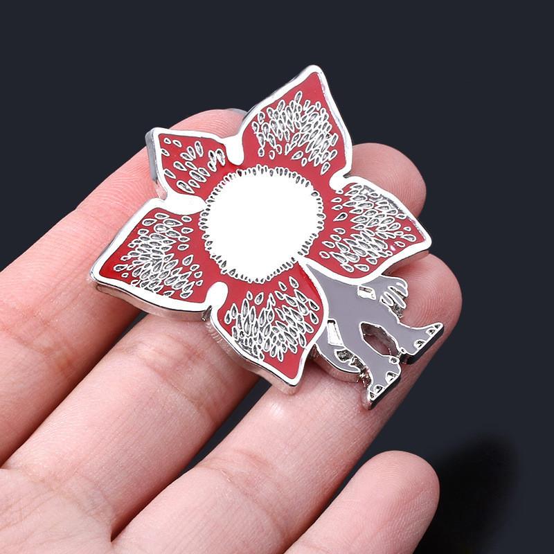 Stranger Things Alphabet Potted Plant Pin With Metallic Finish For Cosplay And Casual Wear