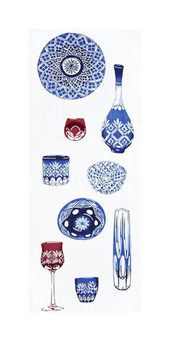 

Tenugui Made in Edo Kiriko Niwa-zome (hand towel) - Chu-sen dyeing, 100% cotton, Japan,