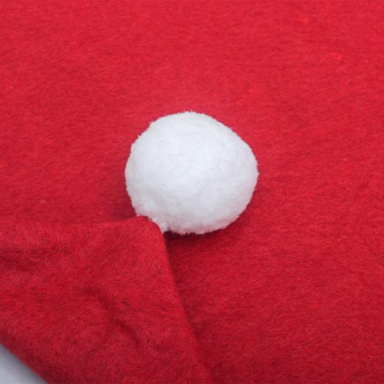 Reusable Dining Room Seat Covers Christmas Chair Cover, Red Santa Hat Slipcover, Holiday Restaurant Decoration Supplies Back Cover with Pom