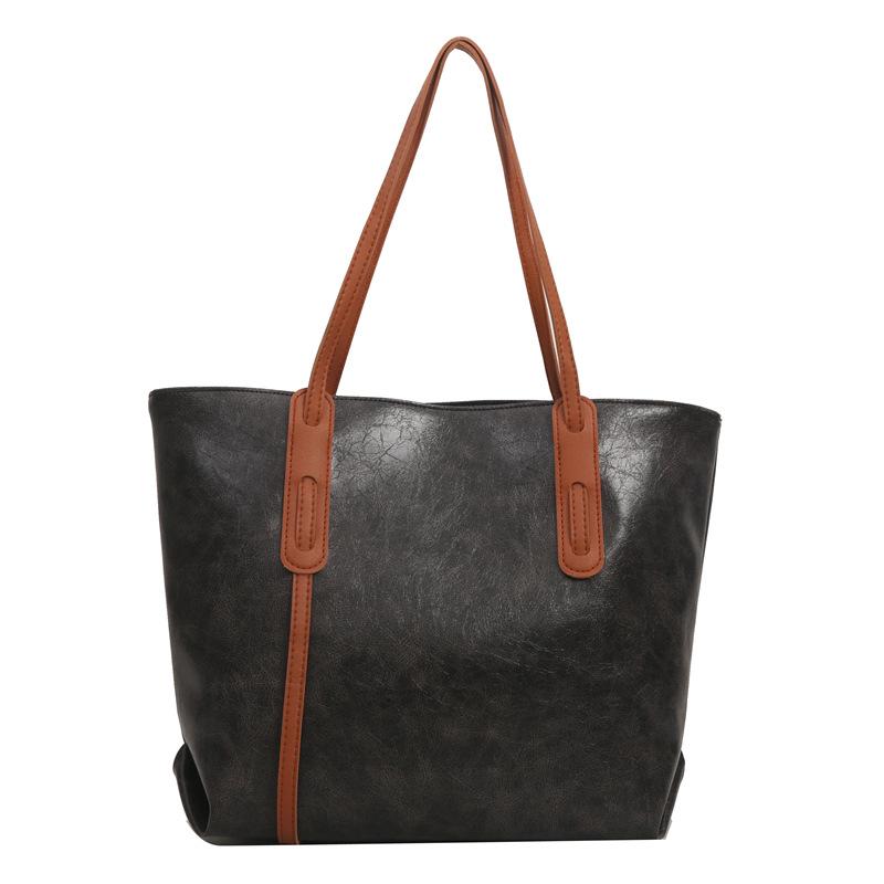 2024 Y2K Retro Women's Large Capacity Oil Leather Tote Shoulder Bag