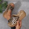 Fashion Chunky Platform Wedges Sandals Women Sexy Peep Toe Leopard Slippers Women 2025 Summer High Heel Anti Slip Sandalias Mujer