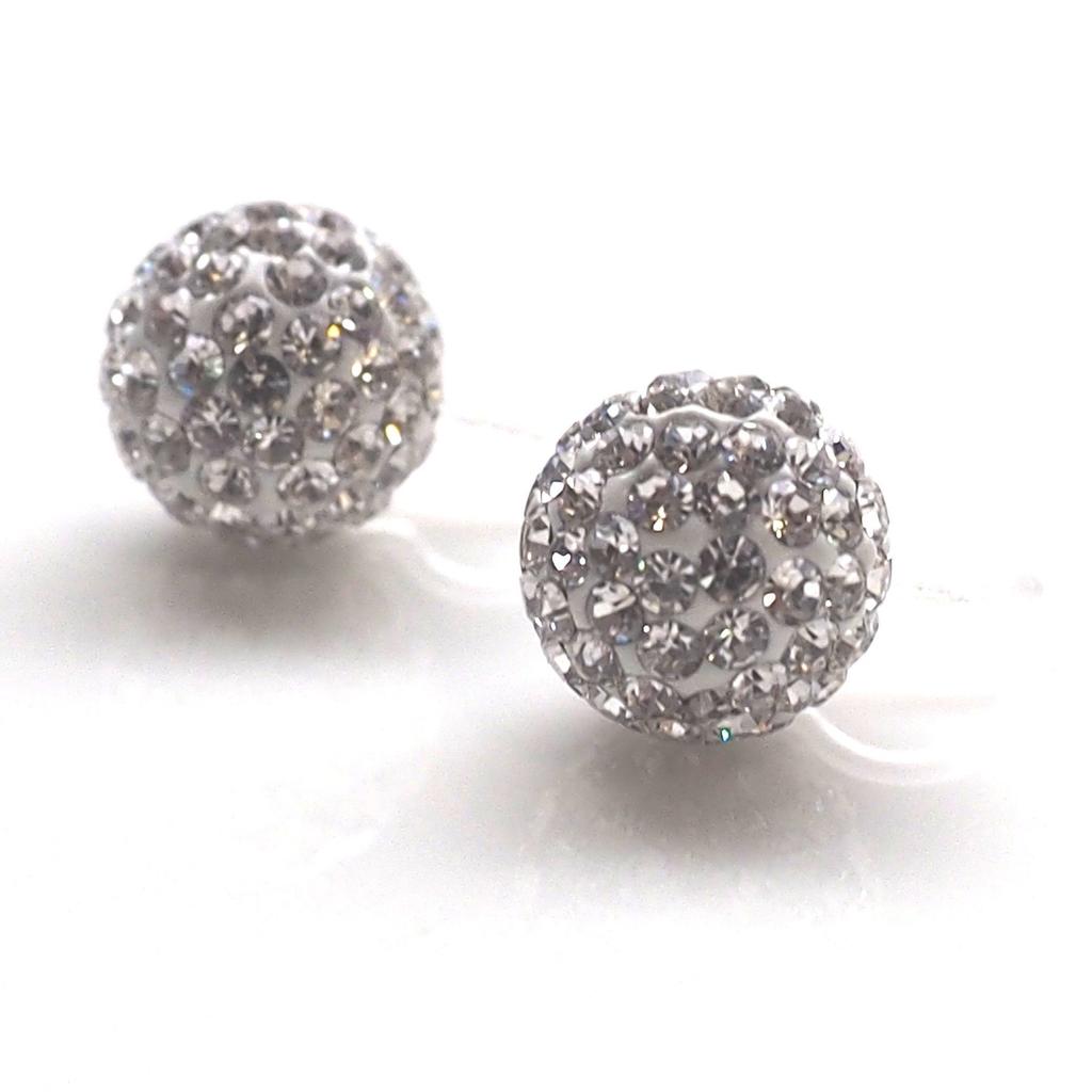Earrings for 8mm pave looks like wedding resin Miyabi Grace women, crystal, ball, popular, earrings, bijou, rhinestone, cute, non-pierced earrings,