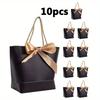 10pcs Black Gift Bags Small Gift Bags with Handles Party Favor Bags with Golden Bow Ribbon Paper Gift Bag Bulk for Birthday Wedding Bridesmaid Holiday