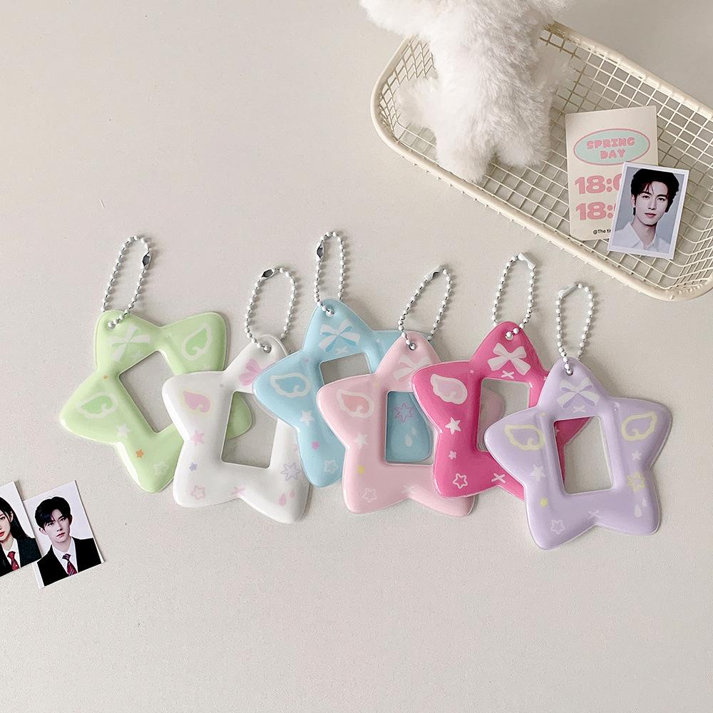 Star Pendant ID Photo Photocard Frame PVC Card Cover Idol Card Display Protector Student Friends