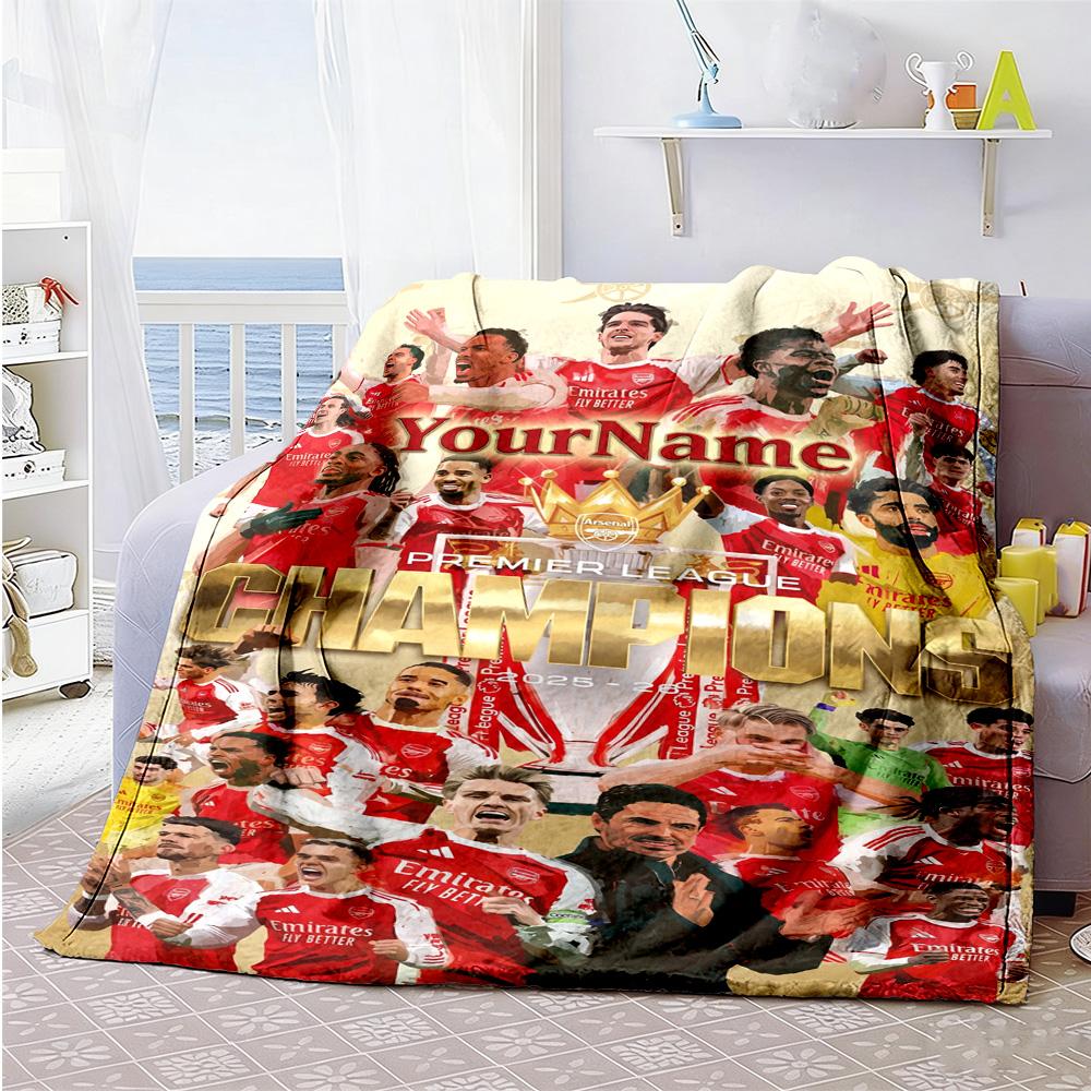 Arsenal Customize Your Name Blanket Cozy Customizable Blanket Ultra-Soft Suitable for Bedding Office Chair Nap All-Season Use