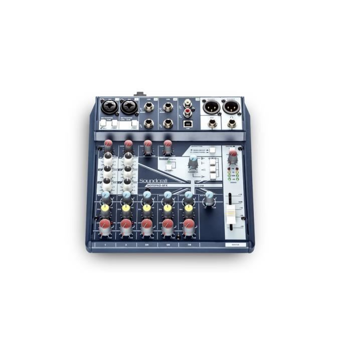 SOUNDCRAFT NOTEPAD-8FX. Table de mixage avec usb et effets lexicon, 6 entrées, 2 sorties.