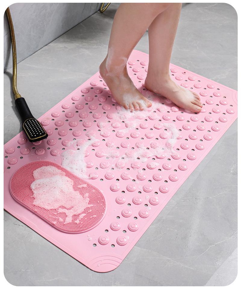 Eco-Friendly Non-Slip Waterproof Bathroom Mat, Solid Color Massage Mat