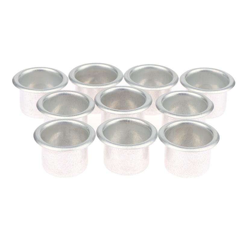 10Pcs Mini Round Candle Cup Silver Diy Candlestick Making Tray Holder Container Accessory Aluminium Home Party Decor Parts