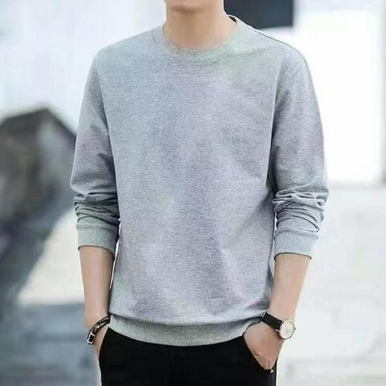 

Men s Solid Color Pullover Sweatshirt, M-5X, Spring/Autumn, Thin Long Sleeve, Black/White 4XL світло-сірий колір