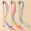 Cat Toys Plush Tassel Interactive Cat Toy Feather Cats Stick Teaser Long Handle Stick Toys for Cats Teasing Kitten Toy with Bell