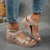Solid Color Women's Wedge Sandals with Adjustable Ankle Strap for Easy On And Off, Open Toe Style, Hollowed Out Design, Casual and Comfortable Style
