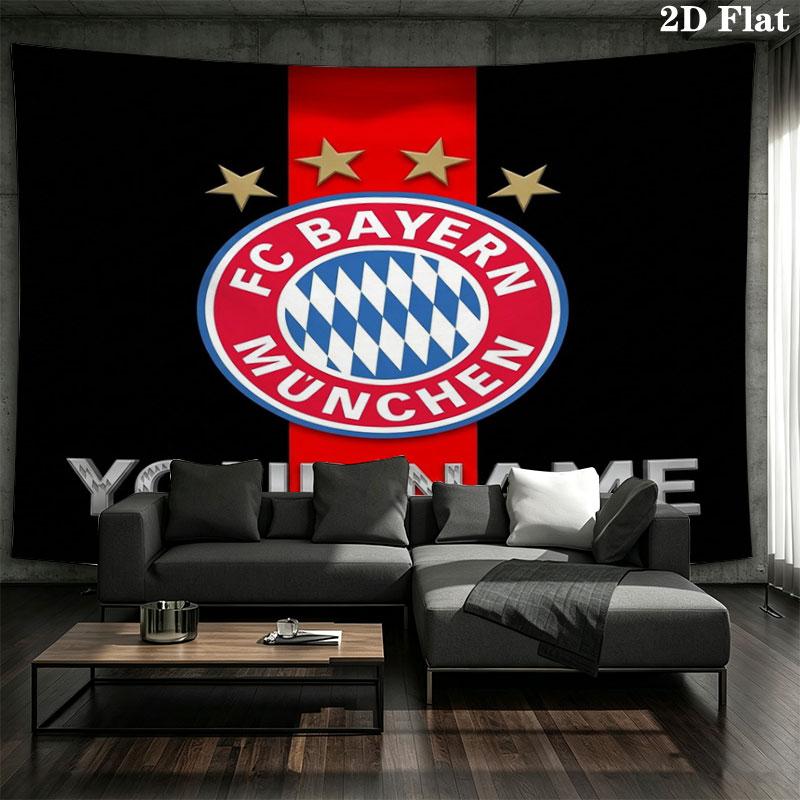 FC Bayern Munchen Custom Name Wall Tapestry Aesthetic Wall Hanging Printed Fabric Blanket Decorative Tapestries for Bedroom Living Room Home Decor