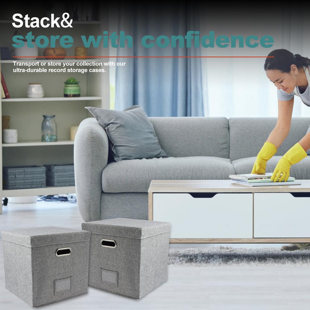 13 Zoll Faltbarer Organizer Großes Fassungsvermögen Schallplatten Aufbewahrungsbox mit Deckel Baumwolle Leinen Zuhause Schrank Multifunktionaler Organizer