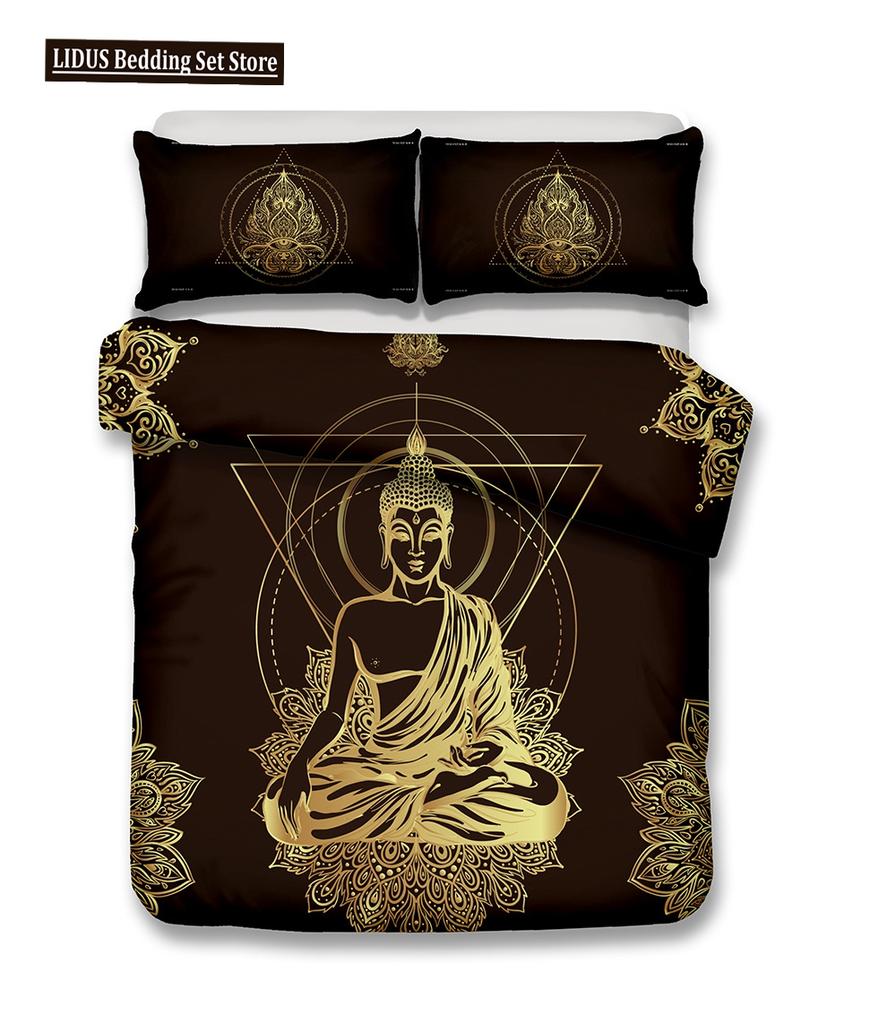 Buddha Duvet Cover Set Religion Mandala Style 3D Print Comforter Cover King Queen Size For Kids Teen Adult Polyester Bedding Set