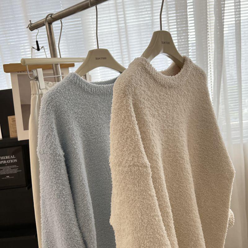 2025 Winter Women’s Chic Korean-Style Round Neck Knitted Pullover Sweater