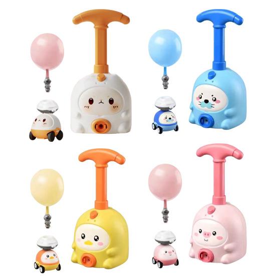 Balloon Powered Air Rocket Launcher Car Toy for Kids STEM Science Experiment Vehicle with Animal Astronaut Figure Dual Mode Fun