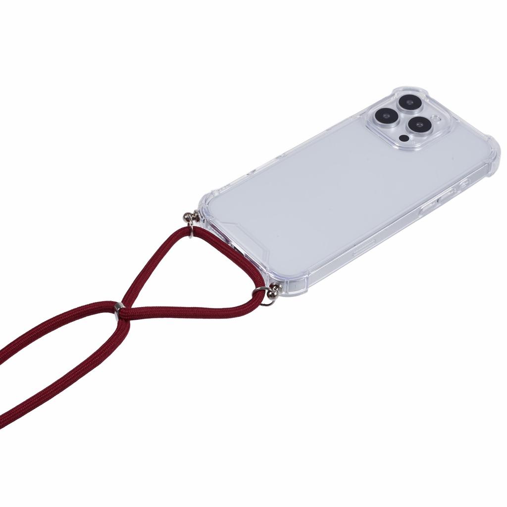 For iPhone 16 Pro Max Crossbody Case Acrylic+TPU Transparent Phone Cover Reinforced Corners