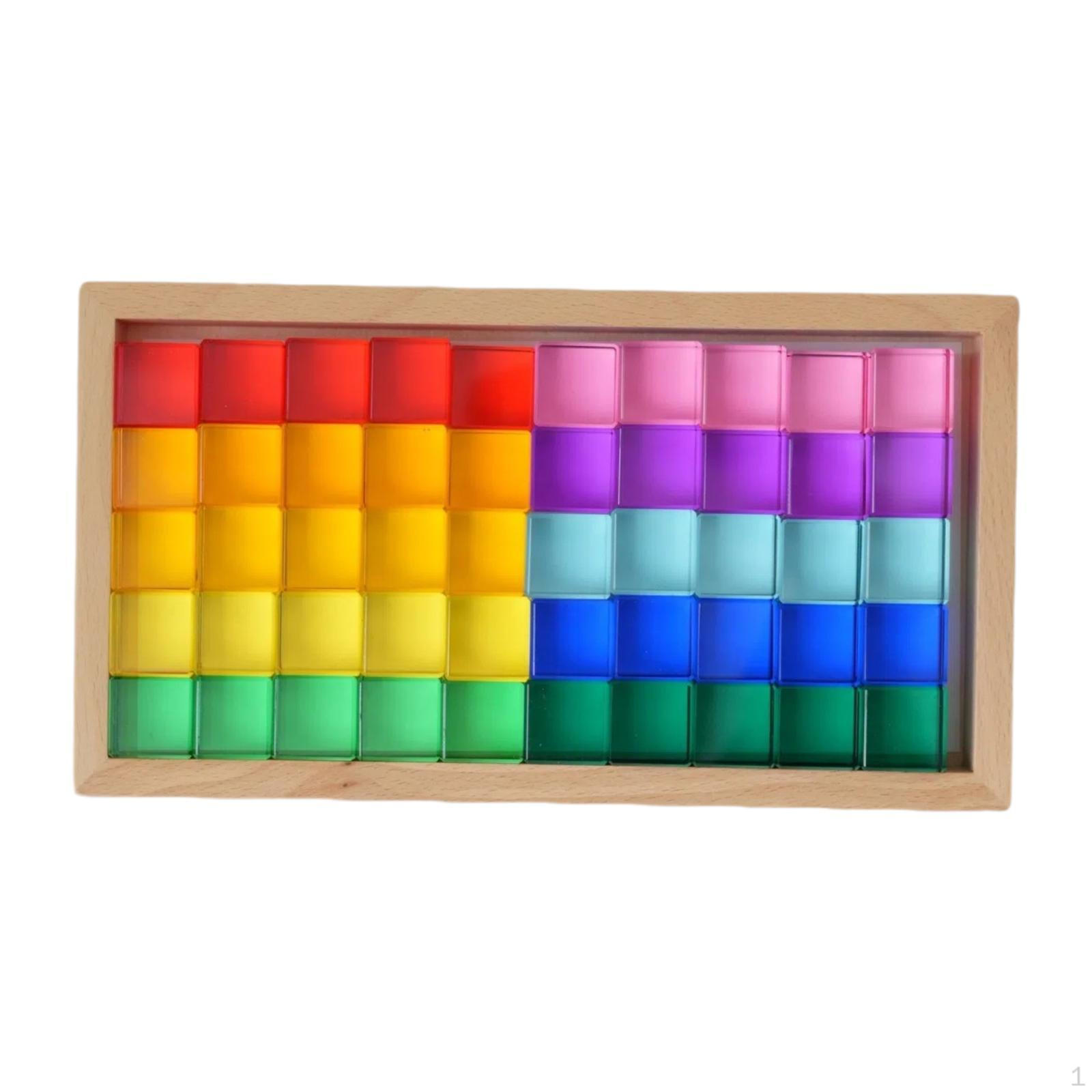 

50x Радужные акриловые кубики блоки строительные красочные деревянные для 3 4 5 6 лет прозрачные