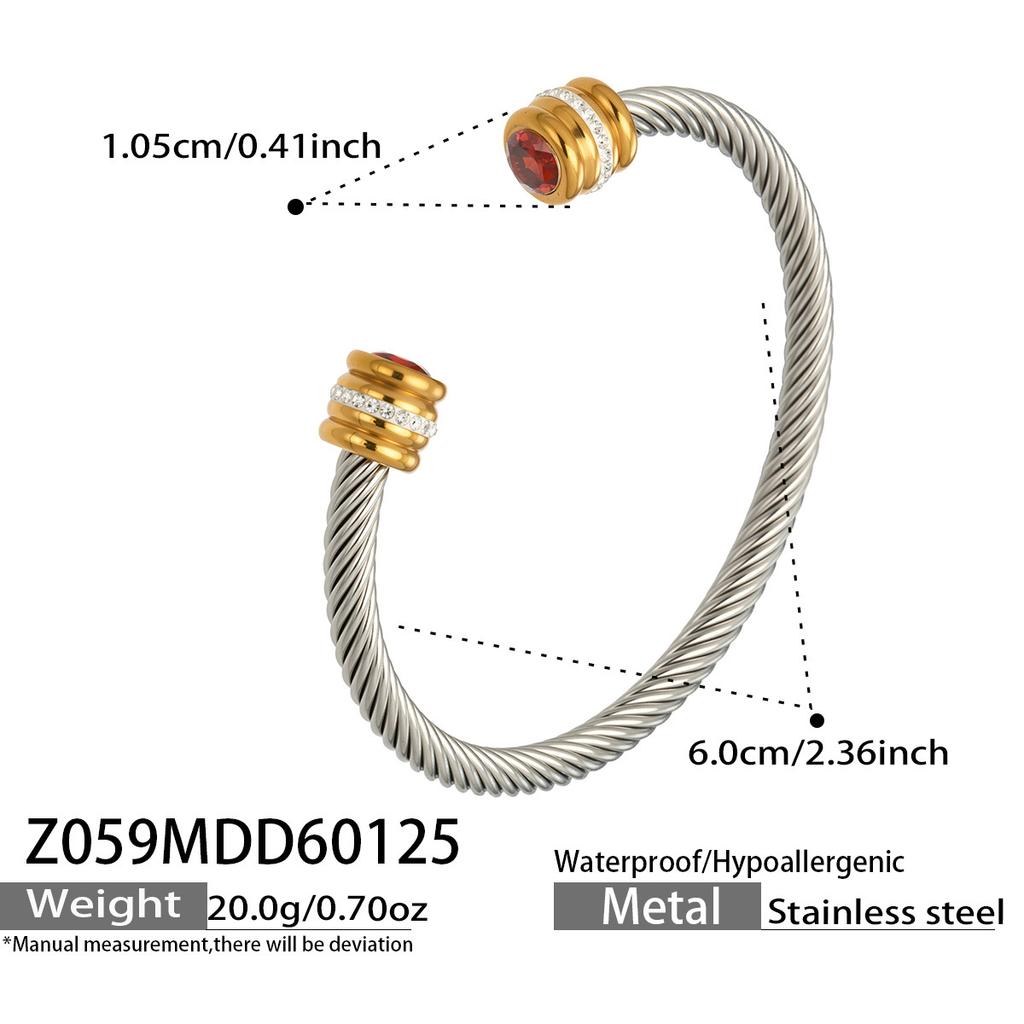 European and American fashion light luxury jewelry bracelet set with zirconia, stainless steel elastic open bangle