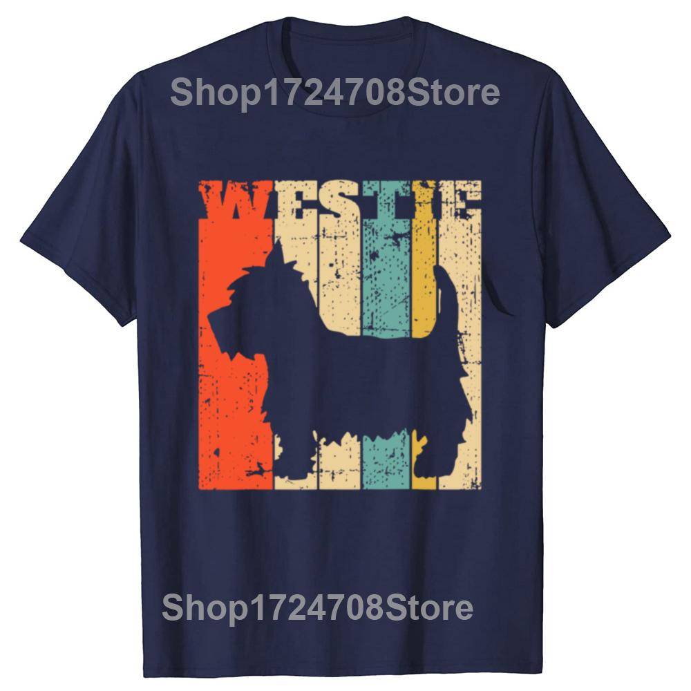 West Highland Terrier Westie Retro Vintage T Shirts Streetwear Short Sleeve Birthday Gifts Summer Style T-shirt Mens Clothing