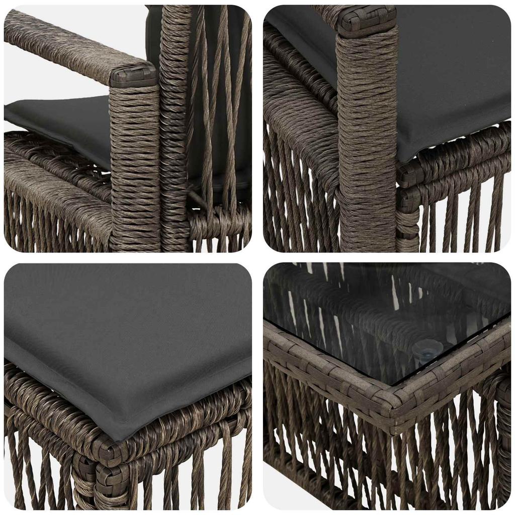 Garden Sofa Set 7 Pieces Gray and Dark Gray Poly Rattan