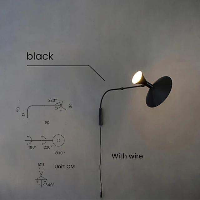Designer Marseille Wall Lamp White Black Metal Trumpet Swing Arm Sconce Lamp For Living Room Study Room Bedroom Bedside Lamps