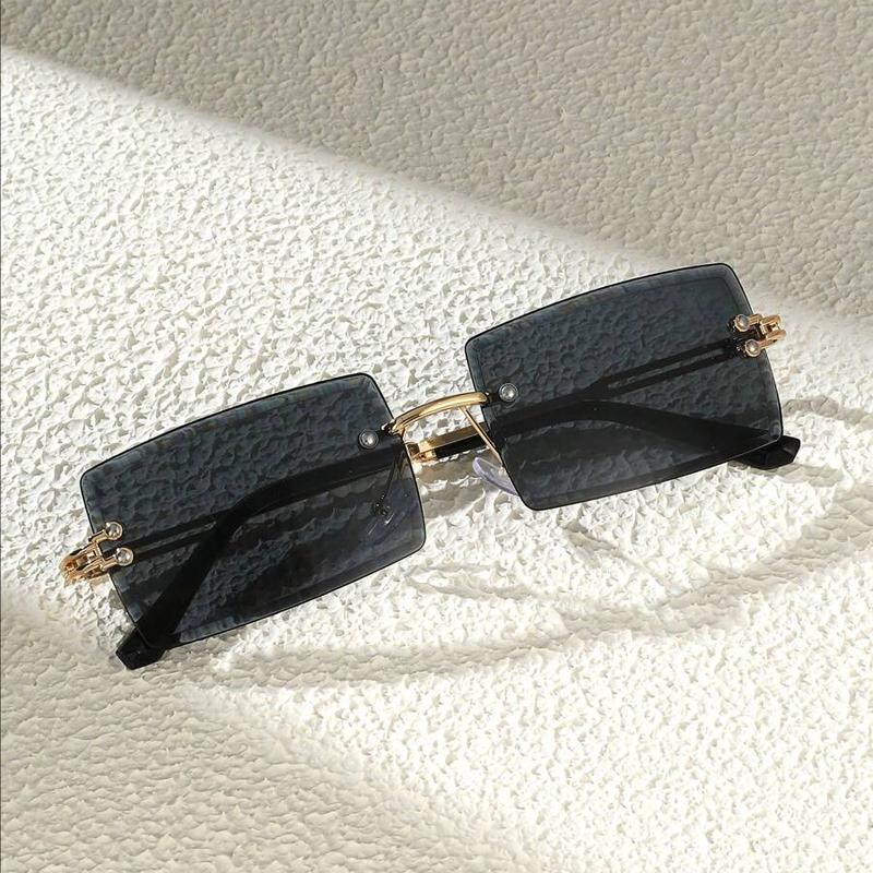3pcs Men's Luxurious Frameless Rectangle Sunglasses Classic Fashion Eyewear For Daily Life And Outdoor Travel Beach