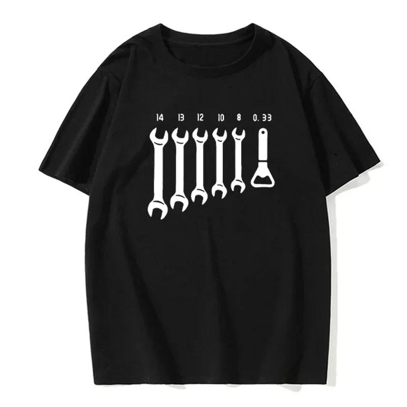 Vintage Screw Wrench Opener Mechanic T-Shirts Men Car Fix Engineer Cotton Tee Short Sleeve Funny T Shirts Top Tee Men's Clothes