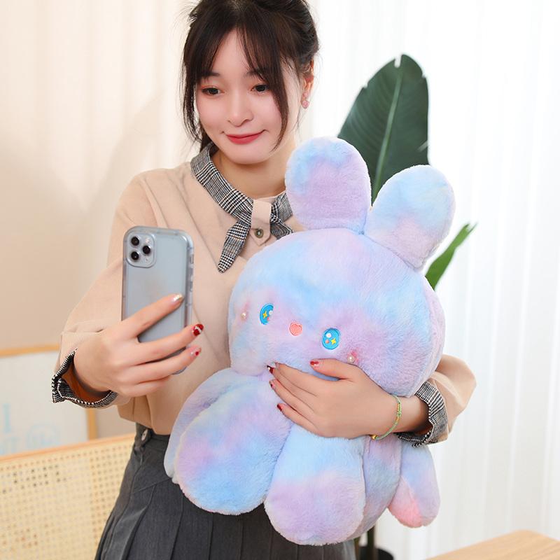 Stuffed Animal 20-50cm Fluffy Flip Plush Toy Colorful Rabbit Octopus Double Face Reversed Cosplay Plushie Peluche Cuddly Gifts